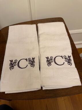 C monogram hand towels